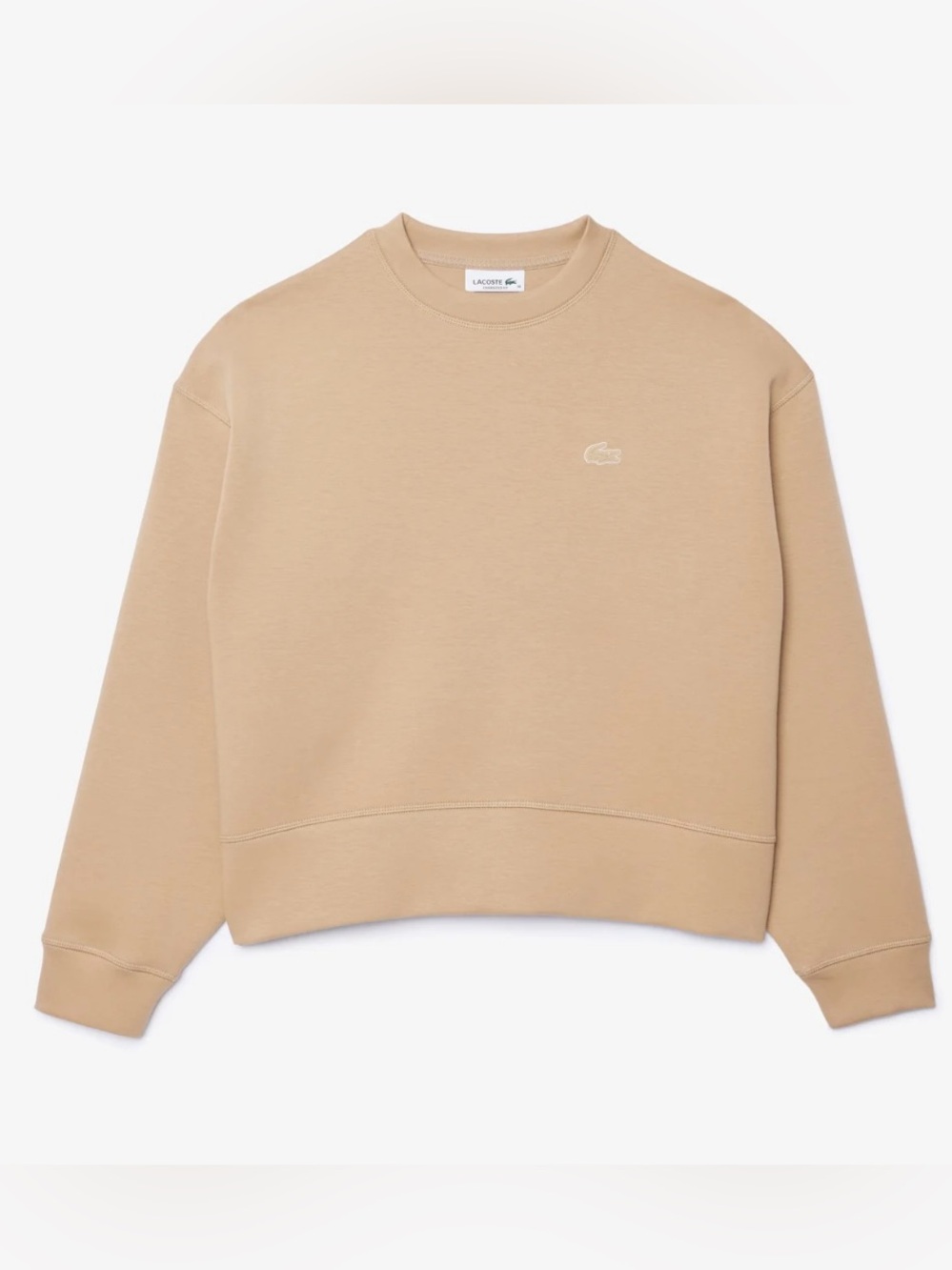 Lacoste Women Beige Oversized Fit Sweat-Shirt Size 2/34